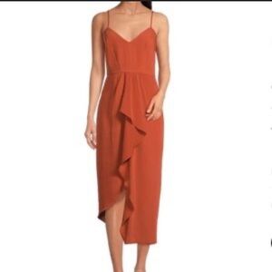 Gianni Bini Orange Asymmetrical Ruffled Sundress